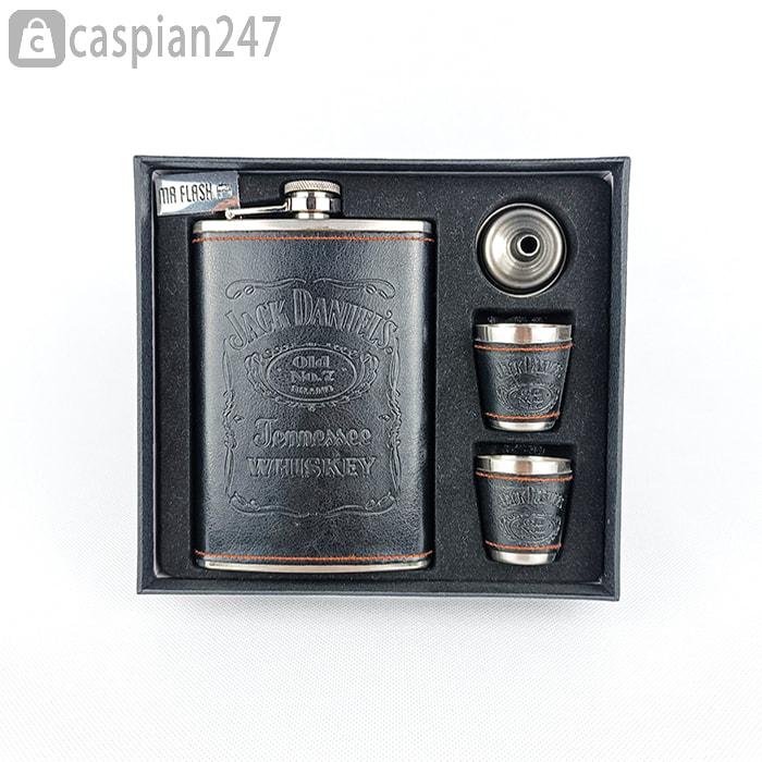 ست هیپ فلاسک (قمقمه جیبی) 2 شات چرم جک دنیلز