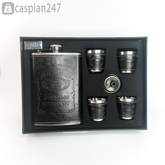 ست هیپ فلاسک (قمقمه جیبی) 4 شات چرم جک دنیلز