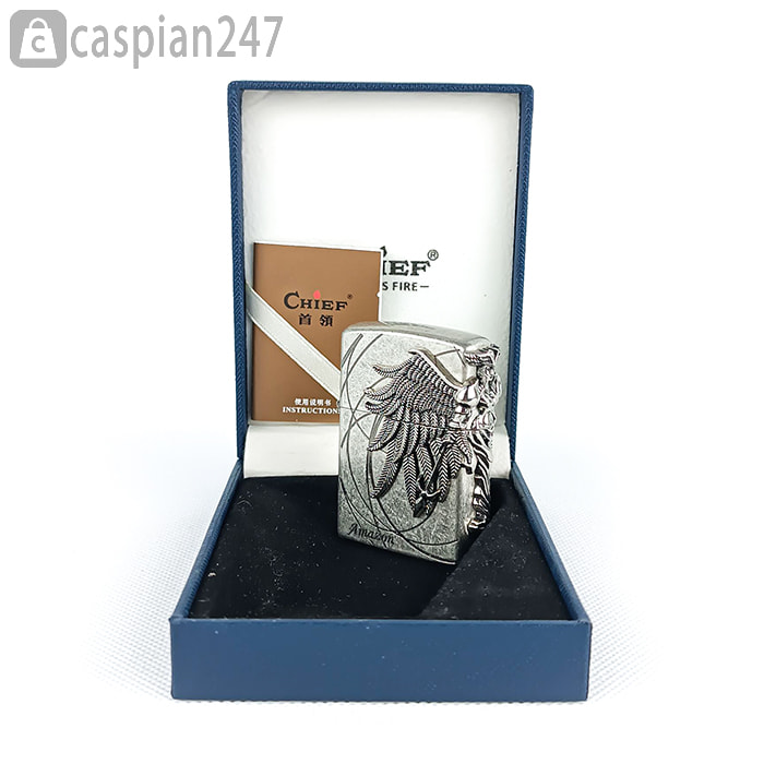 فندک اورجینال بنزینی چیف طرح فرشته انجل آمازون نقره ای